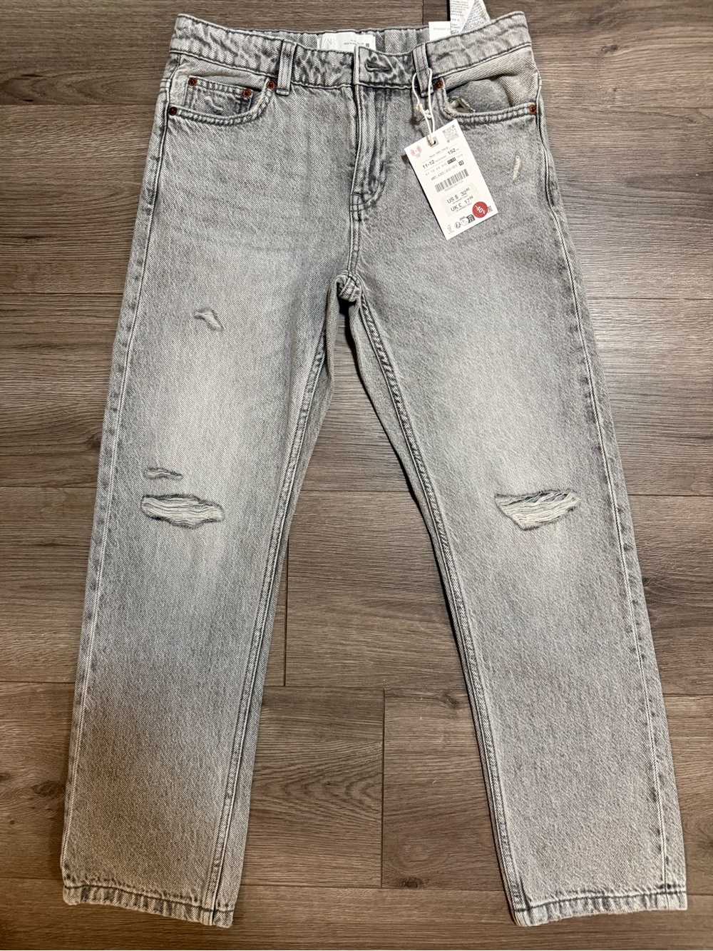 Zara Kids Light Gray Distressed Jeans